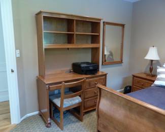 Full size sleigh bed & dresser, bookcase, night table, mirror, desk/hutch, desk chair