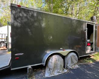 2015 Freedom 16’ x 7’ Enclosed Trailer with:
Clear Title – Dual Wheels – Fold Down Ramp – 
Multi Tie-Downs – Spare Tire!!
