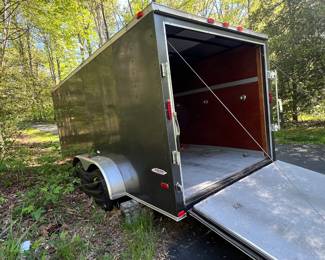 2015 Freedom 16’ x 7’ Enclosed Trailer with:
Clear Title – Dual Wheels – Fold Down Ramp – 
Multi Tie-Downs – Spare Tire!!
