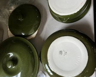 Hall Covered Green Casserole Bowls w/Lids (#659 & #825),
