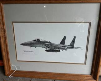 “McDonnell Douglas F-15A Eagle” Framed & Matted Picture – Signed Joe Milich of Lakewood Co. Nov. 80 #4/1000,