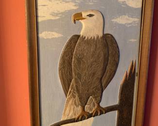 Large carve folk art eagle plaque, Fred Webber, 1942