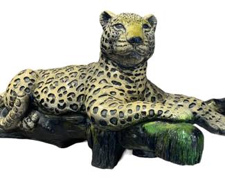 Mid Century 28” x 16” hefty Ceramic Jaguar sculpture 