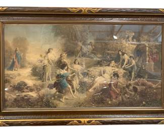 Antique hand embellished Shakespeare’s Midsummer Night’s Dream by Emanuel Oberhauser - matching early frame as the “Royal Wedding” Art by the same artist 