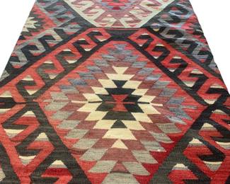 Fantastic 10’ 11” x 6’ 2” Navajo made woven natural dye wool rug 