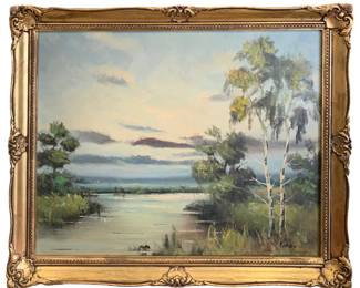 Fine vintage Oil on Canvas signed NORAN in a gilded gesso wood frame