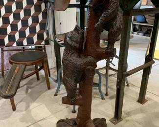 Vintage Carved wood 43” tall Bear Hall Tree base