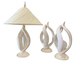 Trio of Vintage Harris 22” to 36” torchiere table Lamps in Working order