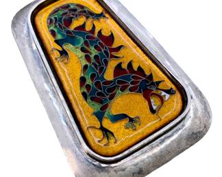 Large Sterling & Enamel Dragon belt Buckle