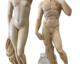 Pair large sized Mid Century Italian composite Nude statues : 23 3/4” to 25” tall 