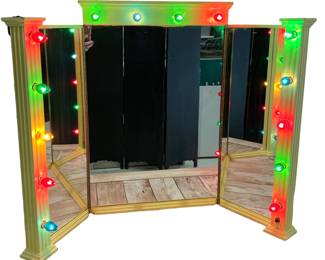 Working Mid Century era Lighted 3 panel Theatrical Makeup Mirror from a local Ohio Theatre, hefty in weight, mirrors are good 