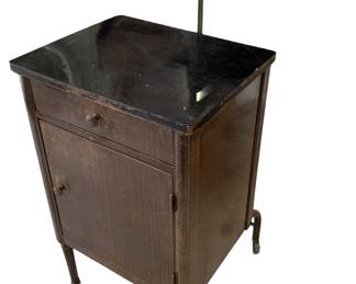 Vintage Metal Medical Cabinet with side waste door and folding tabletop 