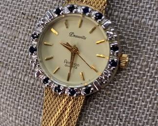 Gold Filled Mid Century era Ladies Deauville Armitron dress wristwatch 