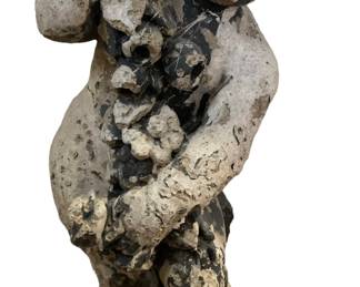 Vintage 22” cast concrete Garden Cherub statue with old Chippy paint and Fab patina