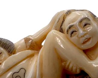 One of many hand carved Erotic Japanese Netsuke miniature sculptures 