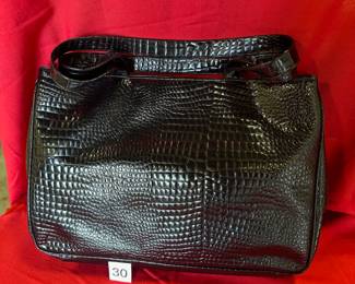 BUY IT NOW! $40. Lord & Taylor, Croco Print, Faux Patent Leather Tote. New. Dimensions are 17"W x 11.5"H x 4.5"D.