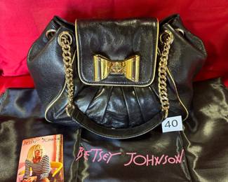 BUY IT NOW! $90, Betsy Johnson, Black Leather Handbag. Dimensions are 12"W x 9"H x 5.5"D. New.