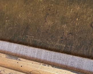 'Range Cabin' , oil on board, original by Michael Coleman c. 1969;  25" x 14.5" 