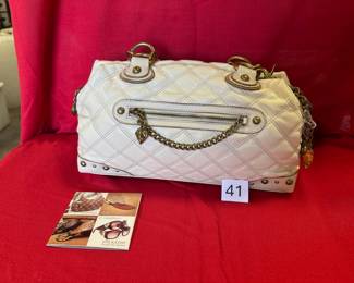 BUY IT NOW! $20. Kathy, Faux Leather, Ivory, Quilted Handbag. Dimensions are 13"W x 7.5"H x 4"D.
