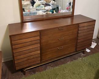 Vintage Mid-Century Modern Dresser and Mirror Designed by Merton Gershun for the "Dania Collection" by American of Martinsville.