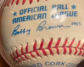 500 Home Run Club signed baseball with COA. Ball has 11 signatures including: Mickey Mantle, Hank Aaron,  Willie Mays, Reggie Jackson, Ernie Banks, Ted Williams, Eddie Matthews, Harmon Killebrew, Mike Schmidt, Willie McCovey, and Frank Robinson!
We will be taking offers on the ball at the register. 