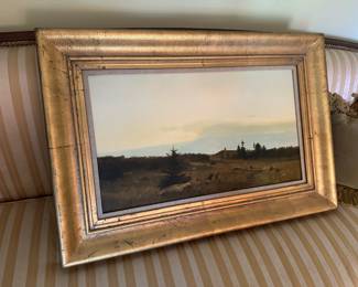 'Range Cabin' , oil on board, original by Michael Coleman c. 1969;  25" x 14.5" 