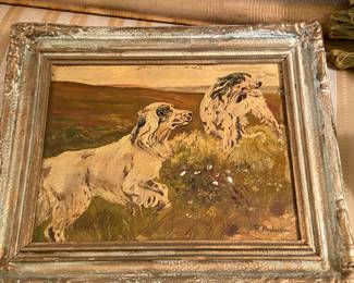 (Hunting Dogs) Artist: R. Anderson, oil on board,             8.5 x 11.25"