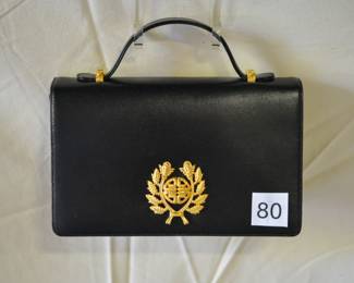 BUY IT NOW! $300. Vintage Givenchy Black Leather Gold-Tone Laurel Leaf Emblem Shoulder/Handbag. 
