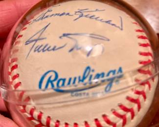 500 Home Run Club signed baseball with COA. Ball has 11 signatures including: Mickey Mantle, Hank Aaron,  Willie Mays, Reggie Jackson, Ernie Banks, Ted Williams, Eddie Matthews, Harmon Killebrew, Mike Schmidt, Willie McCovey, and Frank Robinson!
We will be taking offers on the ball at the register. 