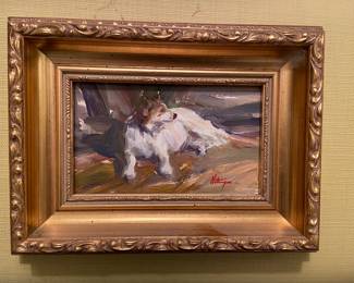 (Irish Setter) Oil on board, by Hettinger