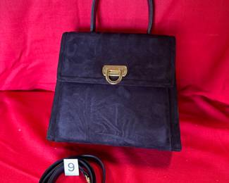 BUY IT NOW! $40. Frenchy of California, Navy Suede Bag. Dimensions are 9.5”W x 8”H x 4” D. New.