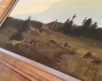 'Range Cabin' , oil on board, original by Michael Coleman c. 1969;  25" x 14.5" 