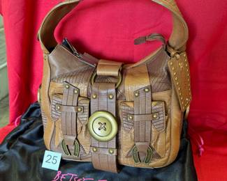 BUY IT NOW! $40. Betsy Johnson, Brown Leather, Handbag. New. Dimensions are 12"W x 9"H x 7"D.
