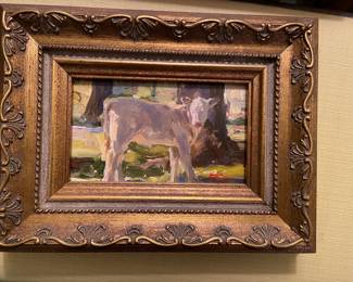 (Cow) Oil on board, by Hettinger