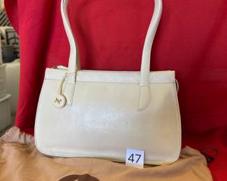 BUY IT NOW! $60. Monsac, Ivory Leather, Handbag. Dimensions are 12"W x 7.5"H x 3"D.