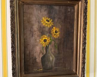 Sunflower art by Nance; oil 