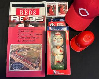 Cincinnati Reds Bobbing Head Doll, Baseball Cards, Hat, More