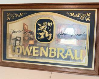 Vintage Lowenbrau Beer Framed Mirror