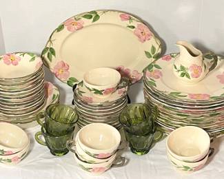 Franciscan Earthenware Floral Dishes Green Glasses
