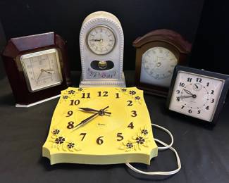 Five Vintage Clocks Paul Sebastian, Westclox,  More