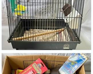 Bird Cage Assortment of Pet Care Supplies