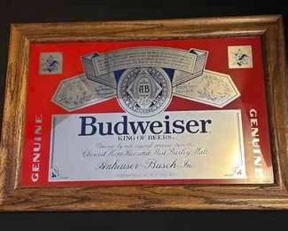 Budweiser King of Beers Framed Bar Mirror