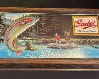 Vintage Goebel Beer Fishing Sign