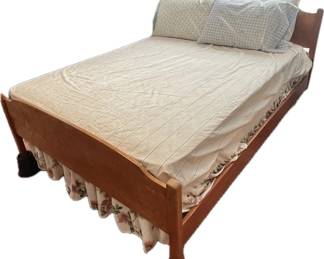 Full Size Bed With Wooden Frame Upstairs 