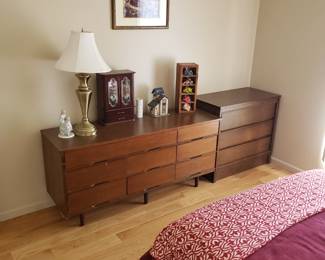 Two dressers, Stiffel Lamp, and misc. collectibles. 