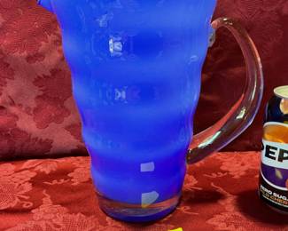 Blue glass clear handle