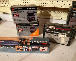 Sears Craftsman High Speed Air Hammer, Model 9.18894 
Black & Decker Model 7441 Quick Finish Electric Sander
Ryobi Detail Sander

