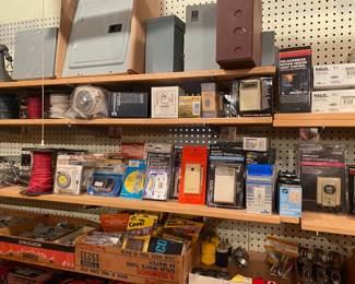 Tons of Electric Junction Boxes, Circuit Main Breaker, Various Plugs, Various Switches & Timers