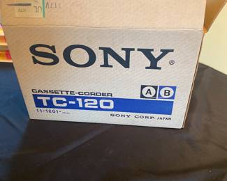  Vintage Sony TC-120 Portable Cassette Recorder W/ Carry Case NIB