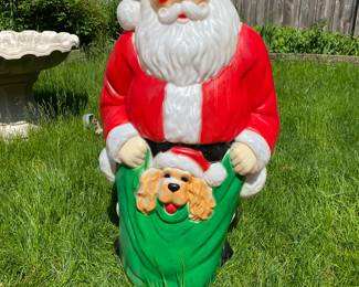Vintage Empire Blow Mold Lighted Santa Claus with puppy
